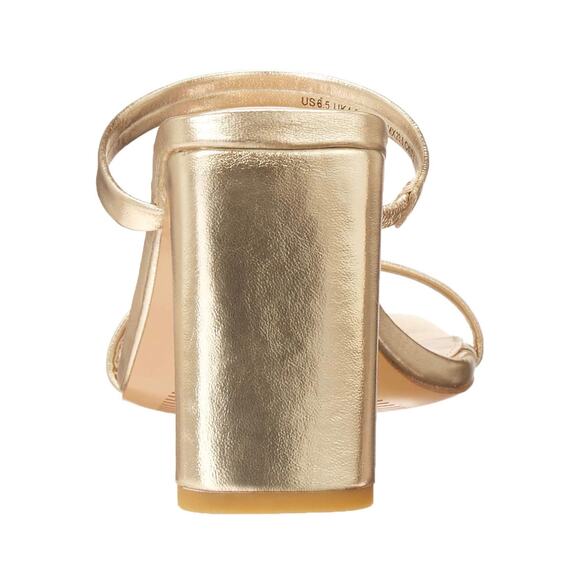 The Drop Women's Avery Gold Square Toe Two Strap High Heels - Picture 3 of 4